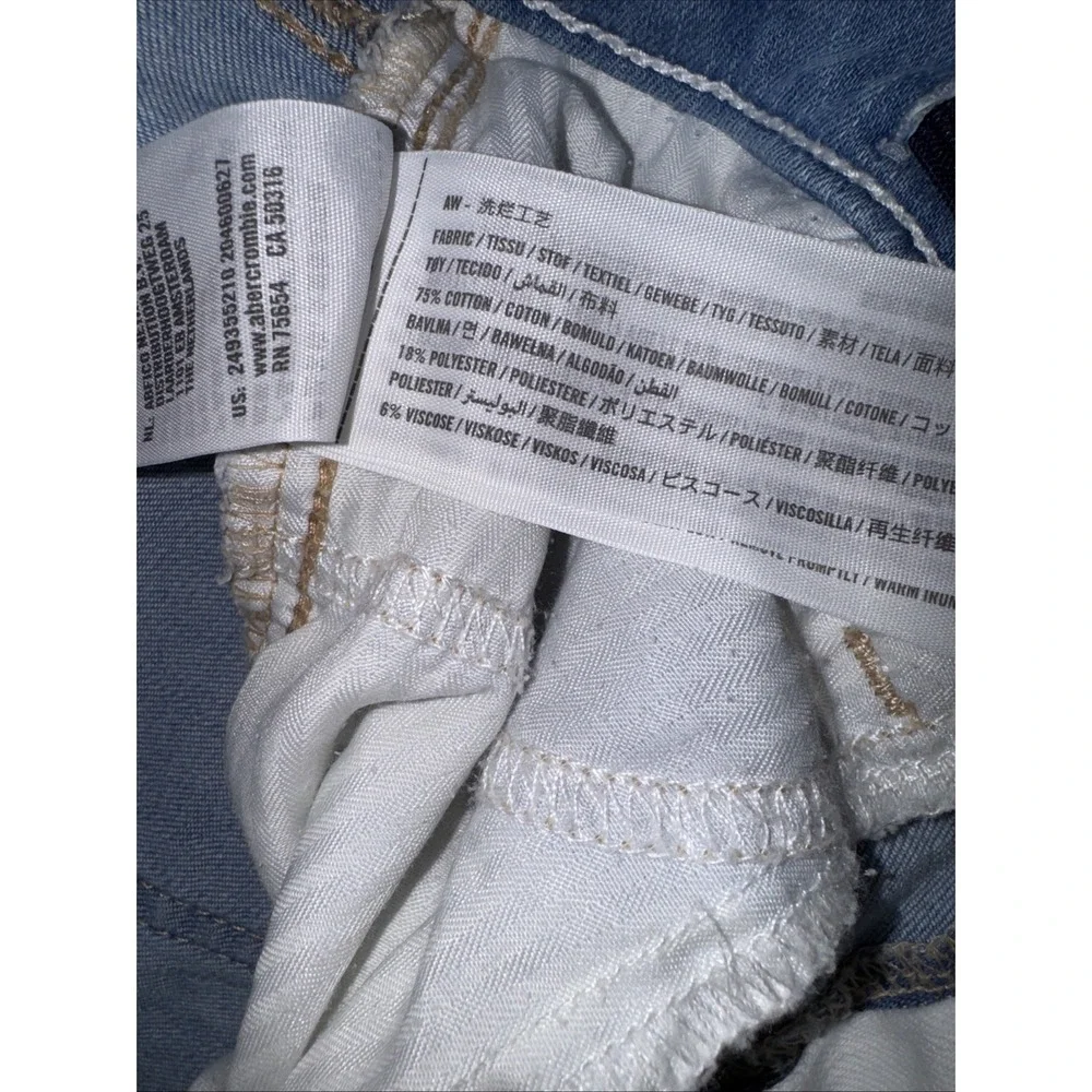 Abercrombie Kids Girls' Mid-Rise Midi Shorts, Blue &‎ White Denim,  Size 13-14